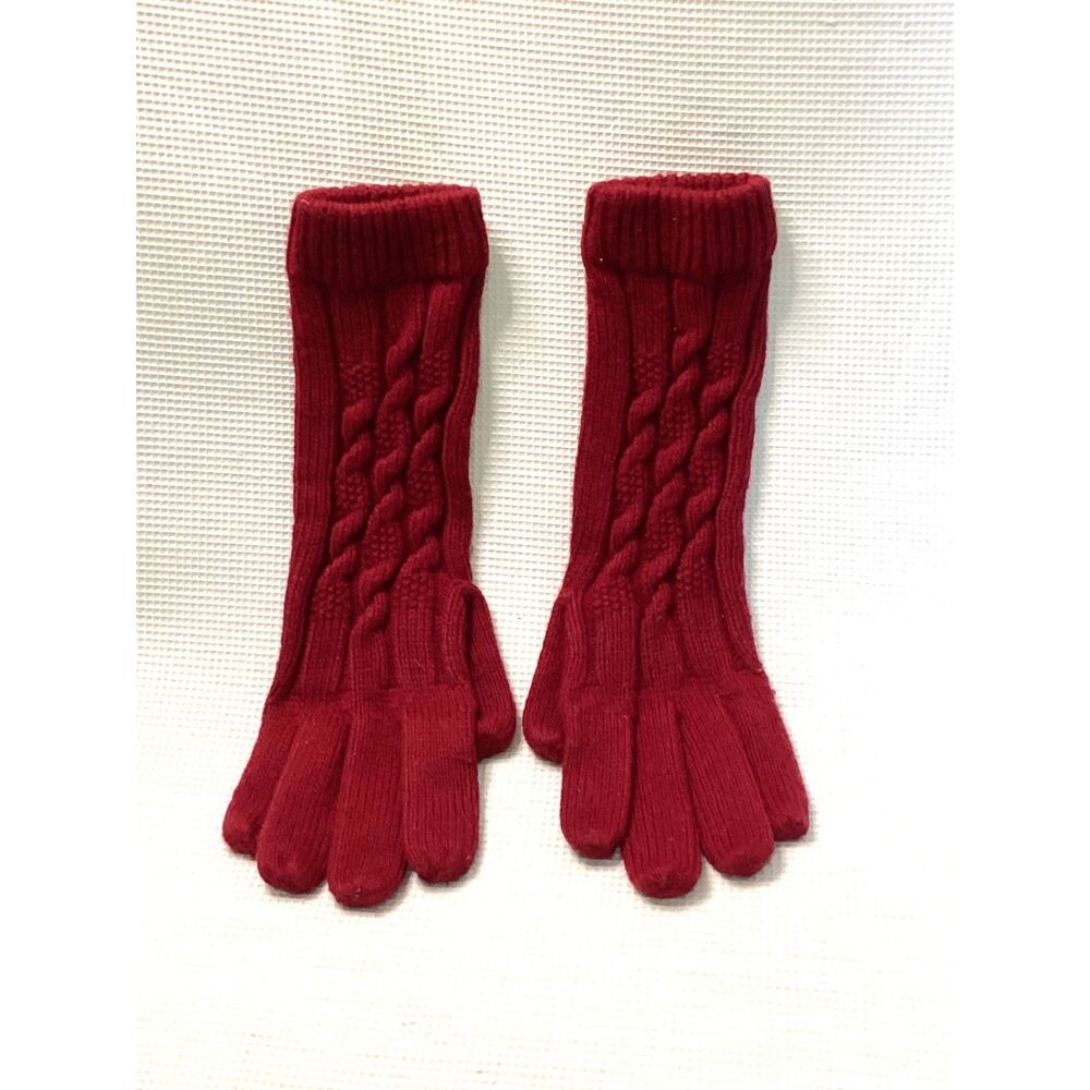Vintage Ladies Berry Cable Knit Long Gloves MEDIUM